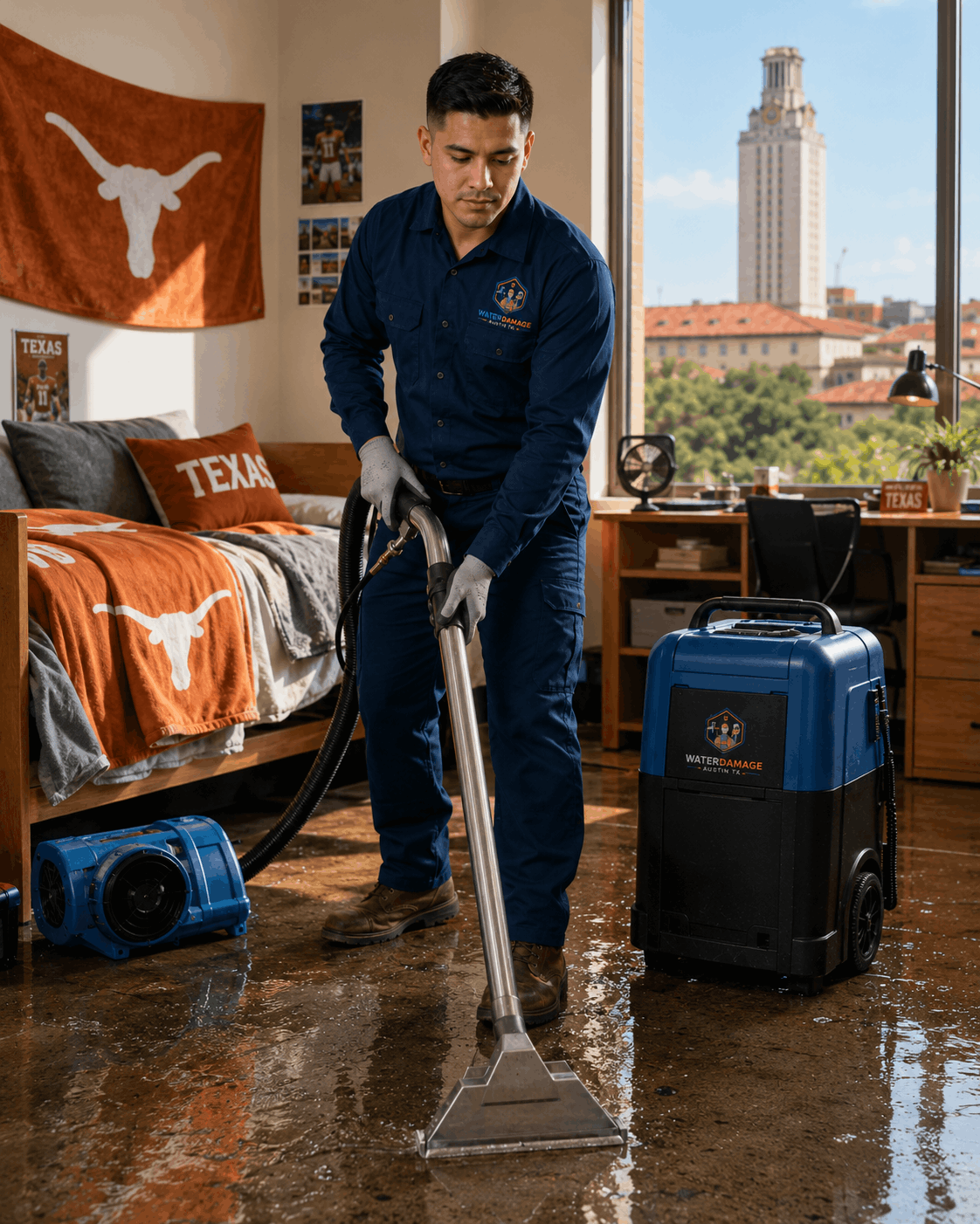 Emergency water extraction at University of Texas at Austin