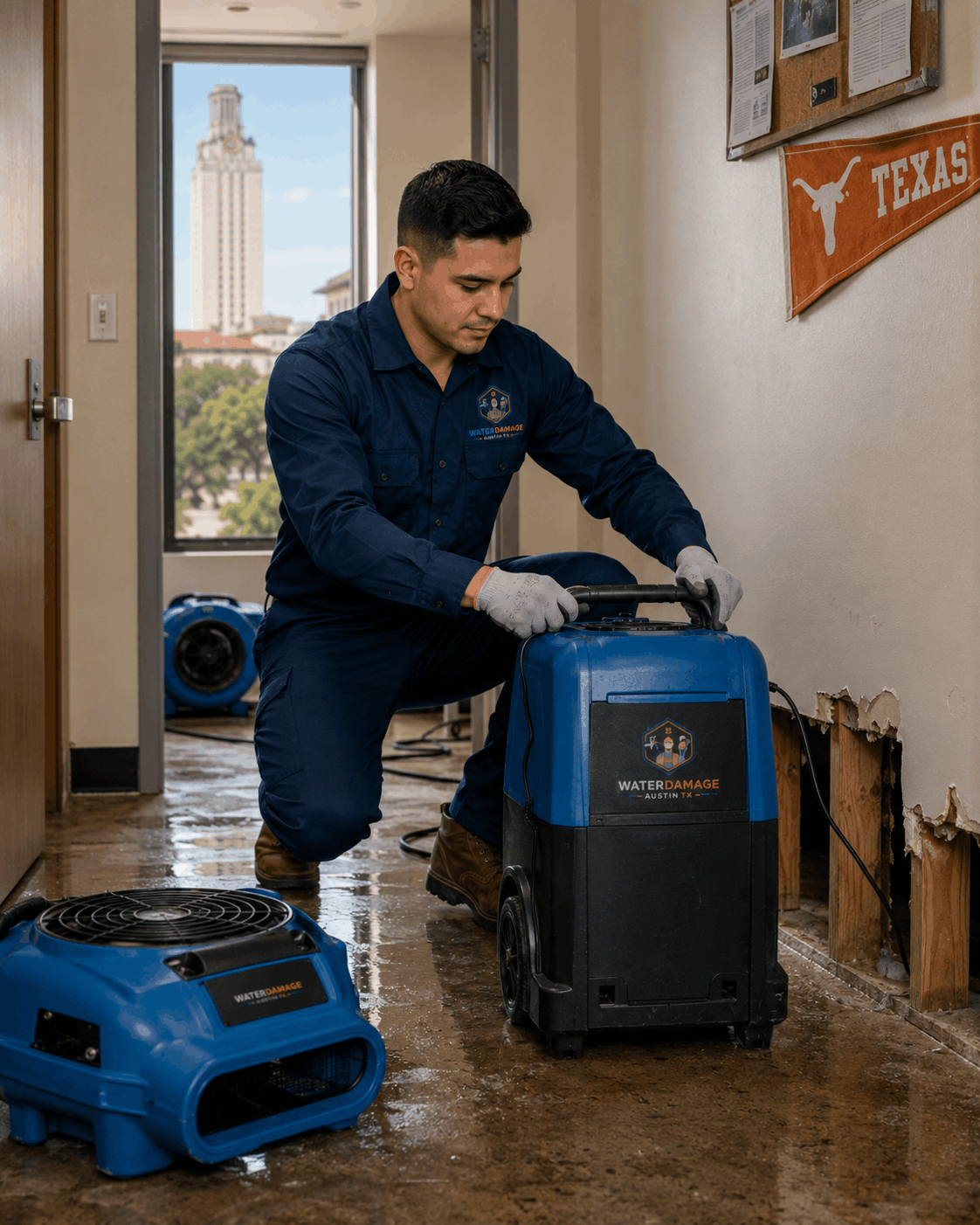Structural drying and dehumidification at University of Texas at Austin